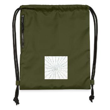 Spider web design - Gymsac made from recycled material - military green - Front