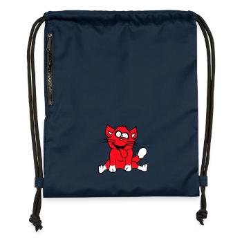 Chat Plisse les yeux Drôle Fou Langue Sortie Grimace - Sac à cordon en polyester recyclé - bleu marine - Devant