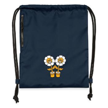 2 Evil Flowers Look Mean Grin Naughty Face - Gymsac made from recycled material - navy - Front