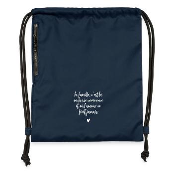 LA FAMILLE C'EST LA OU LA VIE COMMENCE - Sac à cordon en polyester recyclé - bleu marine - Devant