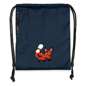 2 Füchse Mutter Rotfuchs Kleines Kind Vater Mama - Turnbeutel aus Recycling-Material - Navy - Vorne