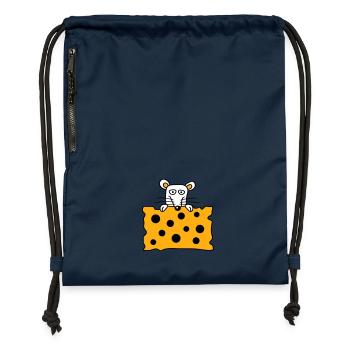 Souris Rat Derrière De Grands Trous Fromage Semble Drôle - Sac à cordon en polyester recyclé - bleu marine - Devant