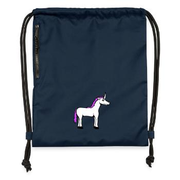 Einhorn Pink Süß Hübsch Freundlich Cartoon Pferd - Turnbeutel aus Recycling-Material - Navy - Vorne