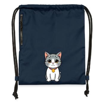 Kawaii Katze - Turnbeutel aus Recycling-Material - Navy - Vorne