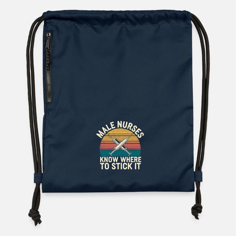 Humour masculin - Sac à cordon en polyester recyclé - bleu marine