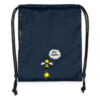 Shit happens Biene - Turnbeutel aus Recycling-Material - Navy - Vorne