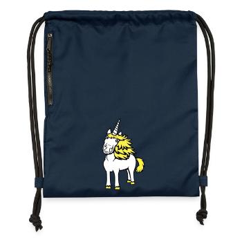 Licorne Jolie Cheveux Mignon Sympathique Dessin Animé Cheval - Sac à cordon en polyester recyclé - bleu marine - Devant