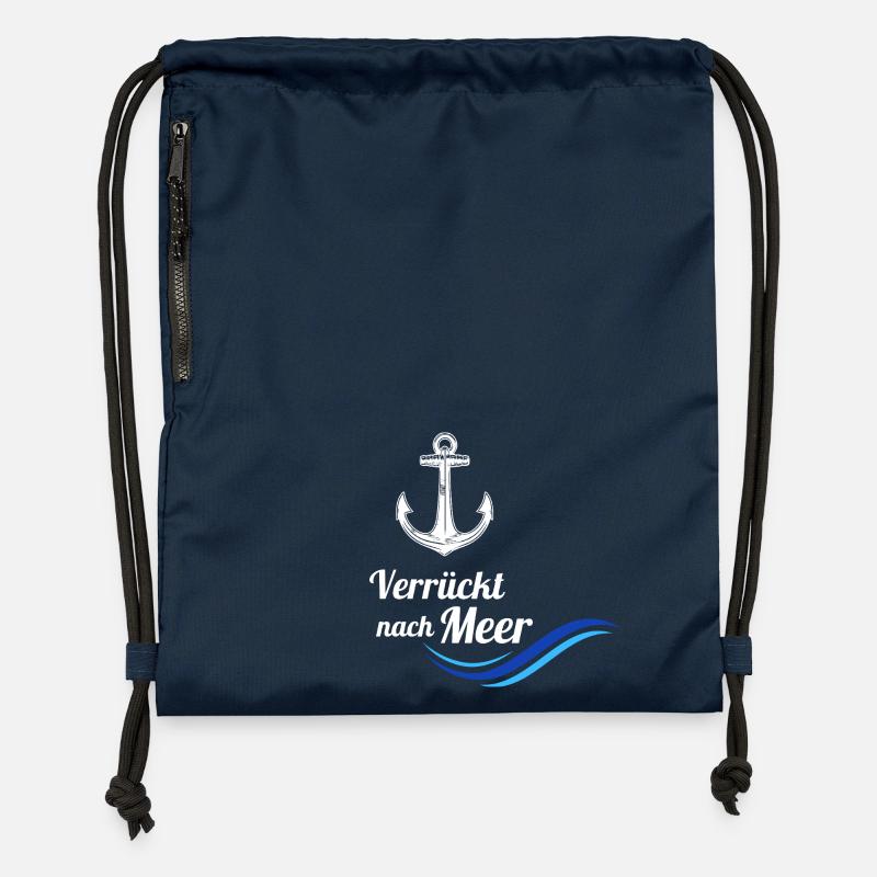 Fou de mer - Ancre - Sac à cordon en polyester recyclé - bleu marine