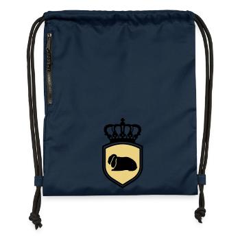 NHD emblem Dwarf Lop rabbit coat of arms crown - Gymsac made from recycled material - navy - Front