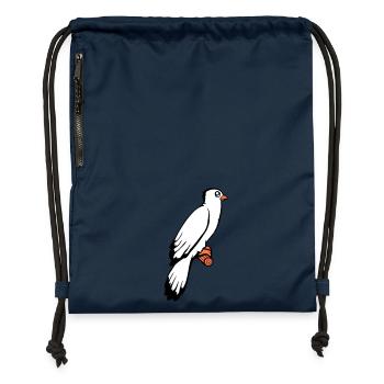 oiseau assis mignon cage branche animal de compagnie cher perroquet - Sac à cordon en polyester recyclé - bleu marine - Devant
