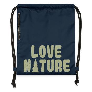 Love Nature – Conception minimale de la forêt extérieure - Sac à cordon en polyester recyclé - bleu marine - Devant