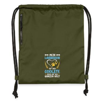 My Labrador – the coolest dog in the world - Gymsac made from recycled material - military green - Front