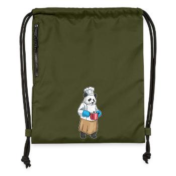 Panda Koch Kochtopf Kochen - Turnbeutel aus Recycling-Material - military Green - Vorne