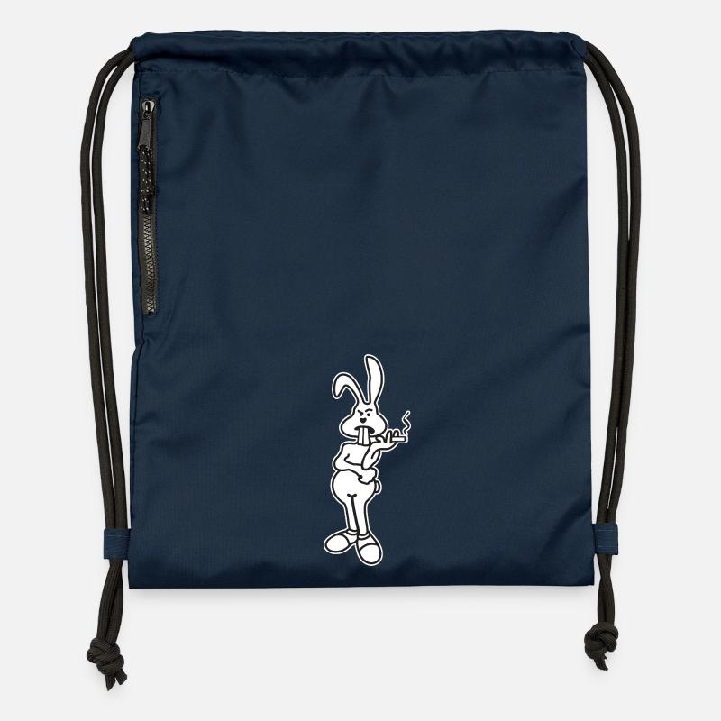 Le lapin de Pâques refuse les œufs - pénurie d’œufs ? - Sac à cordon en polyester recyclé - bleu marine