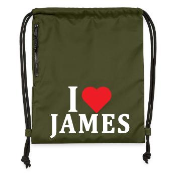 name t-shirt I love James t-shirt gift idea - Gymsac made from recycled material - military green - Front