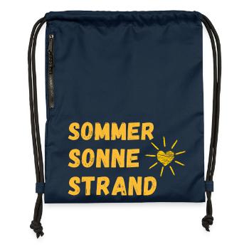 Summer - sun - beach - finally holiday time! - Gymsac made from recycled material - navy - Front