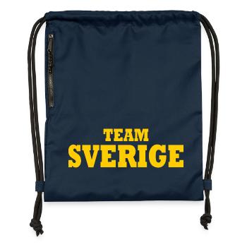 Team sverige - Sac à cordon en polyester recyclé - bleu marine - Devant