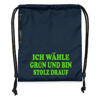ich wähle grün und bin stolz darauf - Turnbeutel aus Recycling-Material - Navy - Vorne