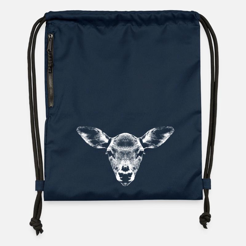 Deer portrait light - Gymsac made from recycled material - navy