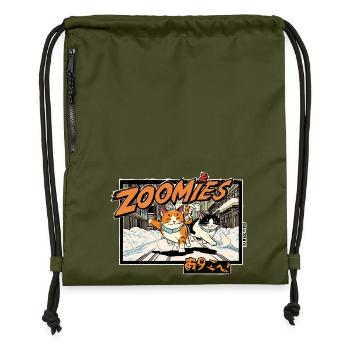 Anime Katzen im Schnee - Turnbeutel aus Recycling-Material - military Green - Vorne