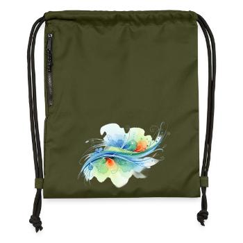 Fließende Formen: Abstraktes Aquarell-Design - Turnbeutel aus Recycling-Material - military Green - Vorne