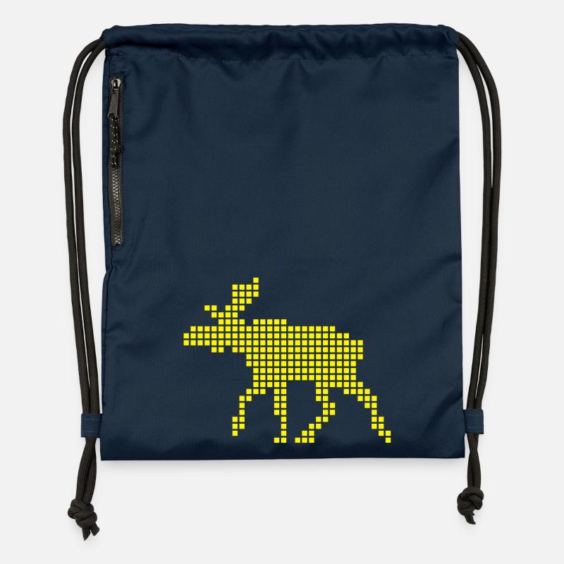 Pixel Elk - Sac à cordon en polyester recyclé - bleu marine