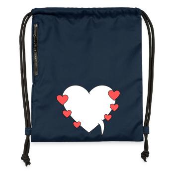 Speech bubble with hearts - Gymsac made from recycled material - navy - Front