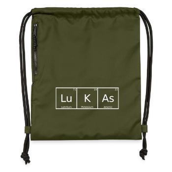 Lukas Nom Prénom Chimie Tableau périodique Éléments - Sac à cordon en polyester recyclé - military green - Devant