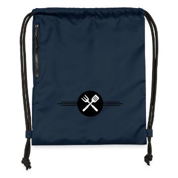 Grill Besteck Symbol - Turnbeutel aus Recycling-Material - Navy - Vorne