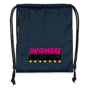 Infirmière PROFESSIONNELLE - Sac à cordon en polyester recyclé - bleu marine - Devant