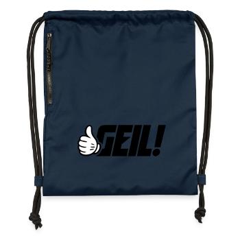 Geil Spruch - Turnbeutel aus Recycling-Material - Navy - Vorne