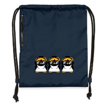 Penguin DJ Girl Femmes Casque Lunettes de soleil Équipe - Sac à cordon en polyester recyclé - bleu marine - Devant