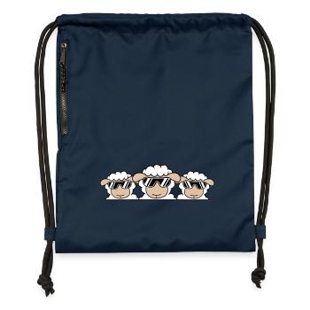 3 DJ Schafe Hinter Zaun Mauer Sonnenbrille Freunde - Turnbeutel aus Recycling-Material - Navy - Vorne