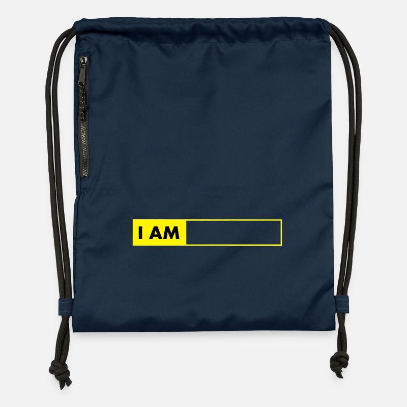 i_am__vec_2fr - Sac à cordon en polyester recyclé - bleu marine