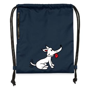 Dog wagging excited cute happy - Gymsac made from recycled material - navy - Front