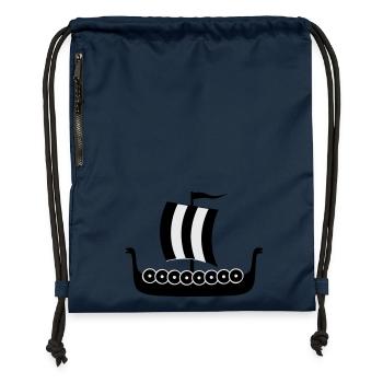 wikingerschiff_vektor - Turnbeutel aus Recycling-Material - Navy - Vorne