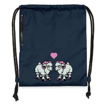 Sheep Comic Aries Love - Gymsac made from recycled material - navy - Front