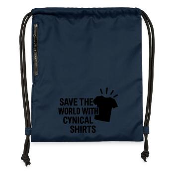 Save the world with cynical T Shirts - Gymsac made from recycled material - navy - Front