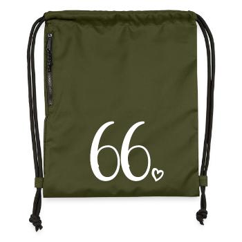 Süße Nummer 66, 66 Jahre alt, 66. Geburtstag Geschenk - Turnbeutel aus Recycling-Material - military Green - Vorne