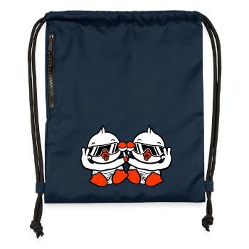 2 Birds Baby Child Rattle Diaper Sunglasses Peace - Gymsac made from recycled material - navy - Front
