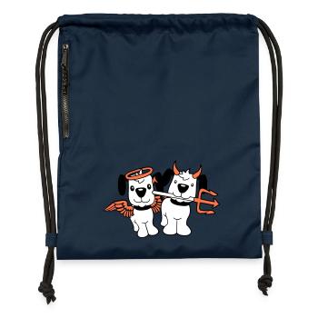2 Hunde Engel Teufel Satan Himmel Hölle Gewissen - Turnbeutel aus Recycling-Material - Navy - Vorne