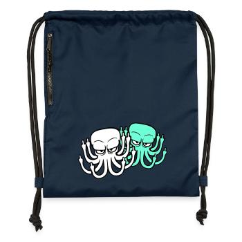 2 Oktopus Mittelfinger Beleidigung Fuck Off Team - Turnbeutel aus Recycling-Material - Navy - Vorne