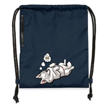 Chiens bergers blancs bergers - Sac à cordon en polyester recyclé - bleu marine - Devant