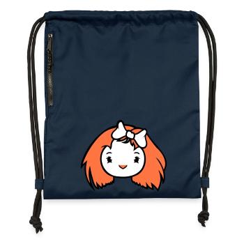 Vogel Dame Frau weiblich hübsches Gesicht Schleife - Turnbeutel aus Recycling-Material - Navy - Vorne