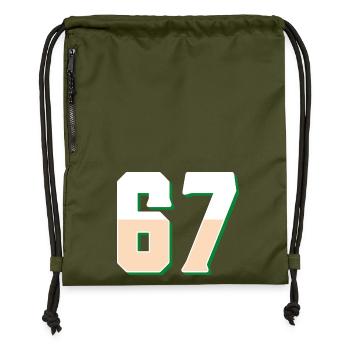 6 7 – Trendy minimalist text design, - Gymsac made from recycled material - military green - Front