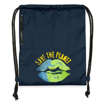 Save the world vintage look - Gymsac made from recycled material - navy - Front