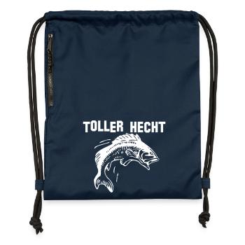 Grand brochet, pêcheur, pêcheur - Sac à cordon en polyester recyclé - bleu marine - Devant