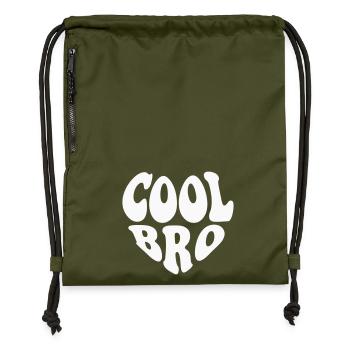 Cool Bro Small Heart Logo - Customizable color - Gymsac made from recycled material - military green - Front