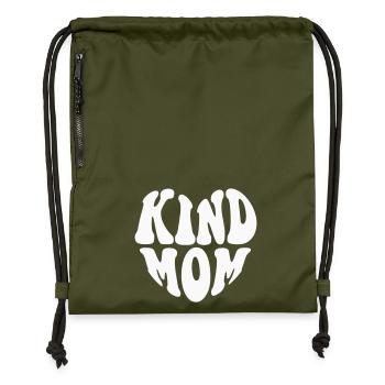 Logo Kind Mom Heart - Couleur personnalisable - Sac à cordon en polyester recyclé - military green - Devant