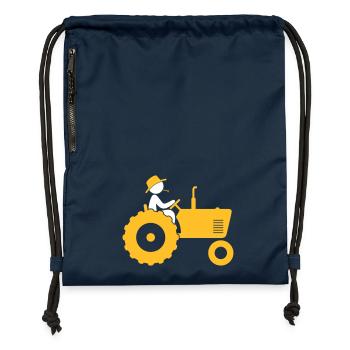 Landwirt auf Traktor - Turnbeutel aus Recycling-Material - Navy - Vorne